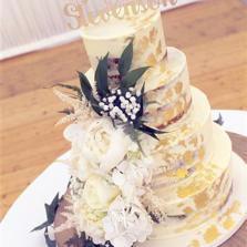 Gold Leaf Semi Naked Cake with Fresh Flowers